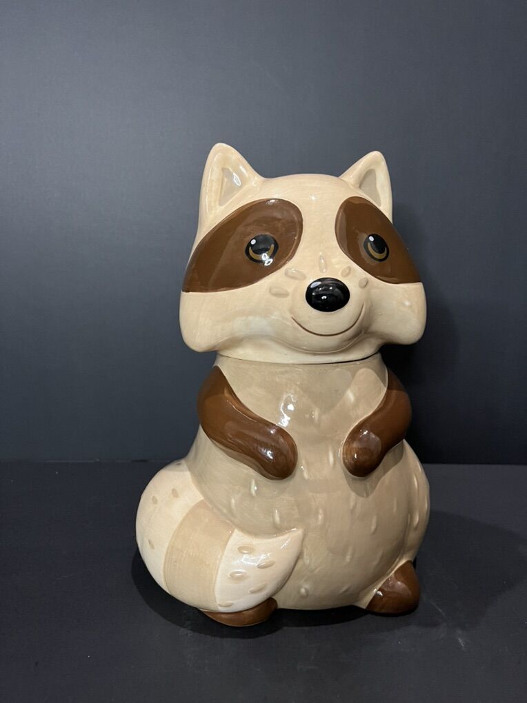 Earthware Ceramic Racoon Cookie Jar