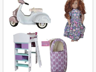 Our Generation 18" Doll Lot: Redhair Doll, Scooter, Loft Bed & Carrier
