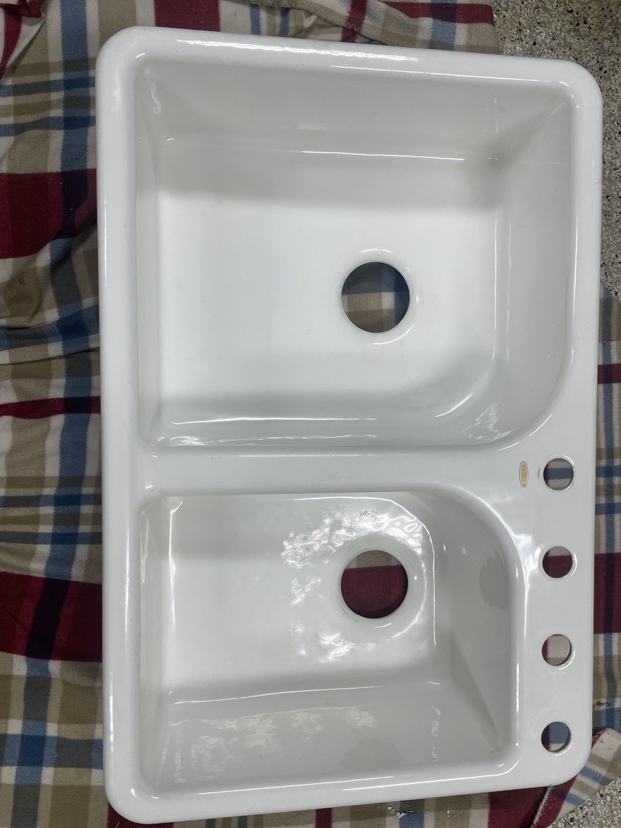 Kohler Cast Iron Double Basin Drop-In Kitchen Sink White Porcelain