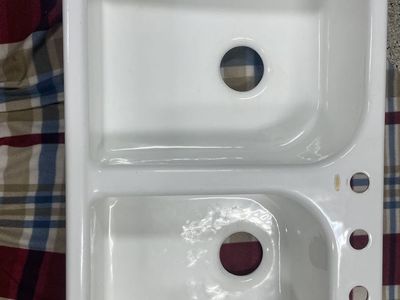 Kohler Cast Iron Double Basin Drop-In Kitchen Sink White Porcelain