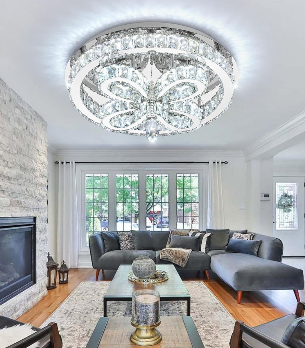 20" LED 2-Tier Flush Mount Ceiling Lighting Dimmable Pendant Light