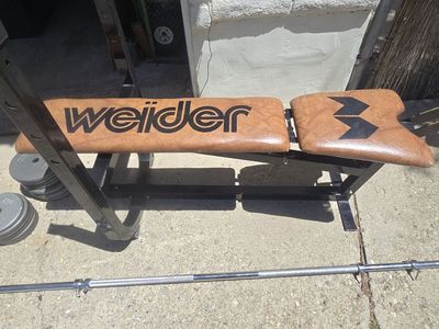 Work out bench and bar with weights