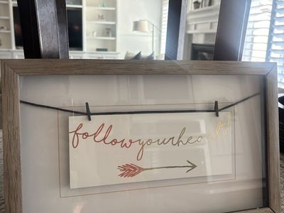 Framed 'Follow Your Heart' Wall Art Decor - Light Wood Frame, Motivational Quote Print