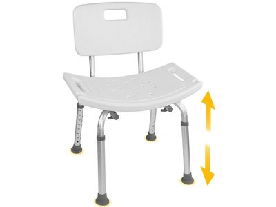 Adjustable Shower Chair Spa Bathtub Seat Bench with Removable Back, FSA/HSA Eligible