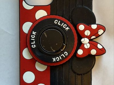 Minnie Mouse iPhone Case with PopSocket & Bow Accent - Red & Black Polka Dot Design