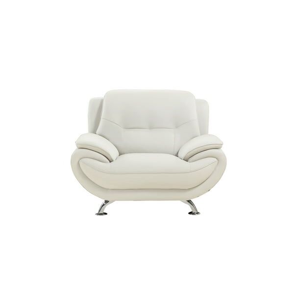 Modern Contemporary Ivory Genuine Leather Chair