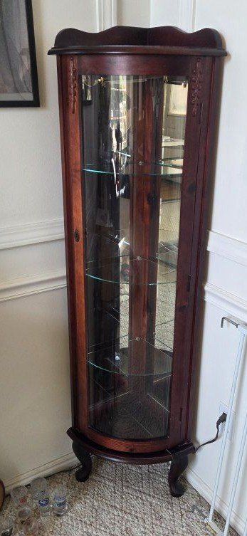 Cheery Wood Corner Curio Cabinet