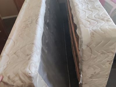 Box springs and steel bed frame. King size