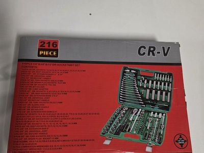 New CR-V 216-Piece 1/4", 3/8", 1/2" Drive Socket Bit Set with Carrying Case