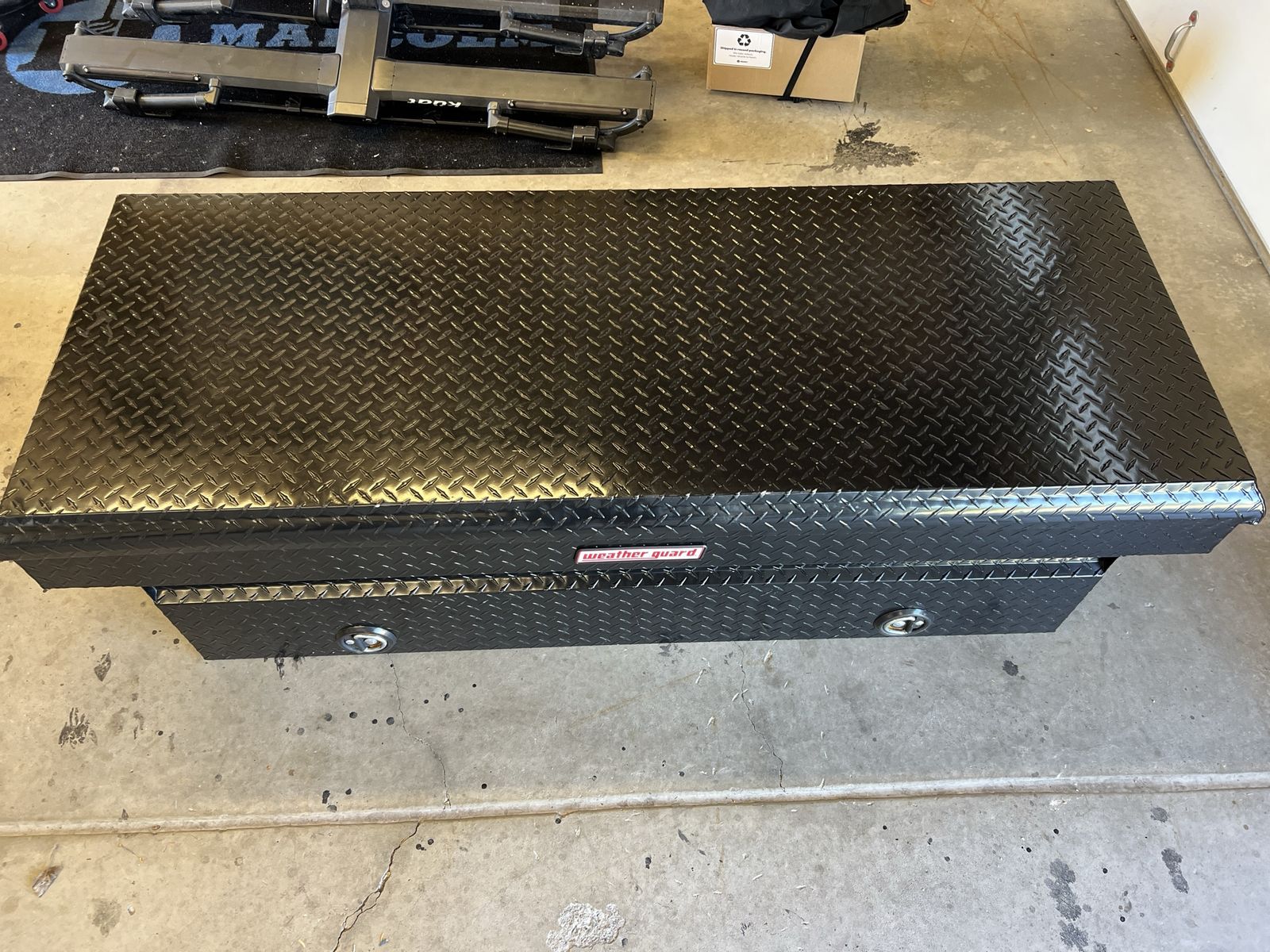 Weather Guard Extra Wide Saddle Box Black Diamond Plate Truck Storage Tool Box