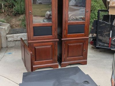 Traditional Wood Entertainment Center / Media Console with Glass Cabinets & Storage