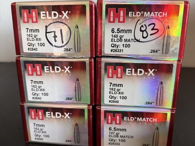 7mm 162 eld-x bullets 6.5 140 eld-m