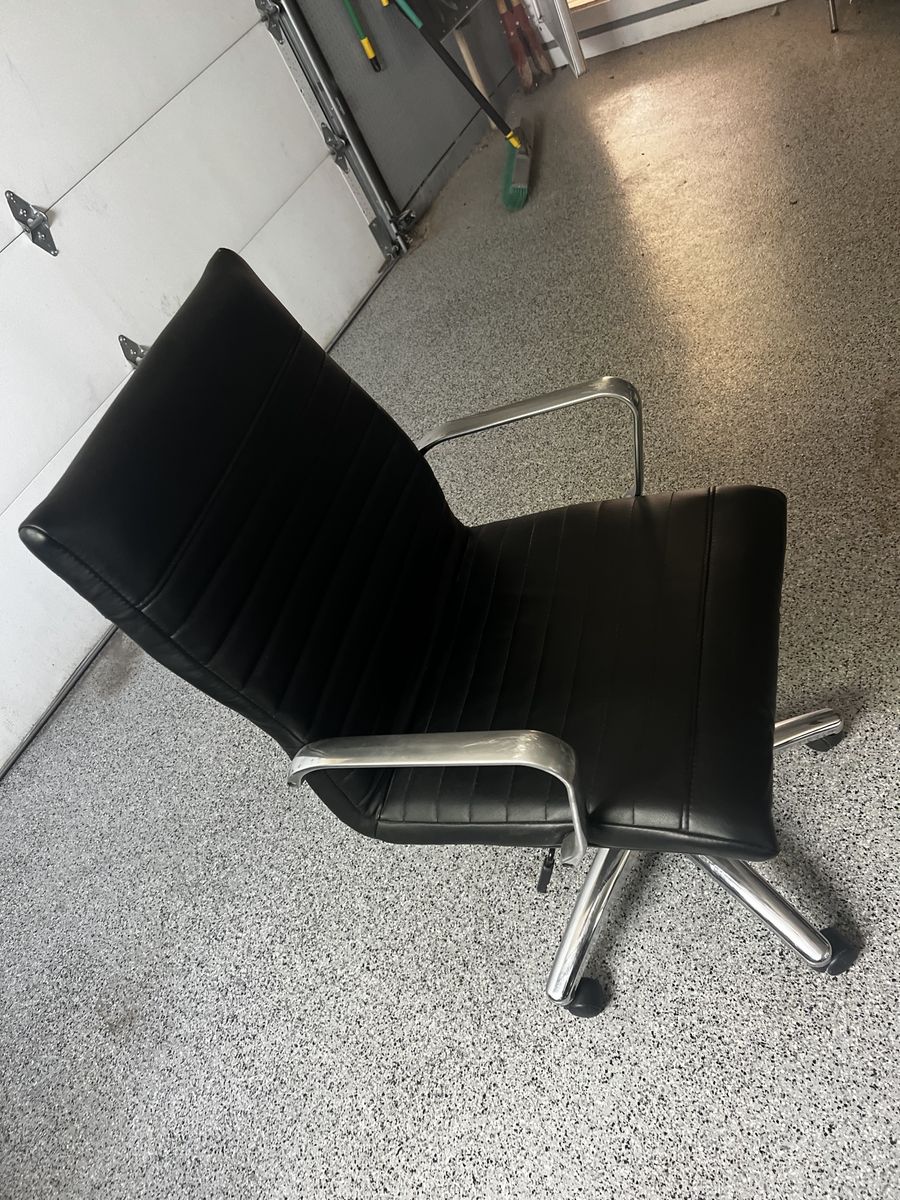 Steel/Leather Wheeled Office Chair