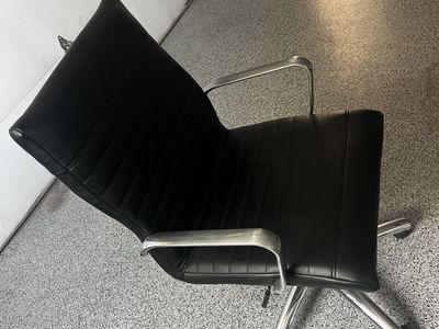 Steel/Leather Wheeled Office Chair