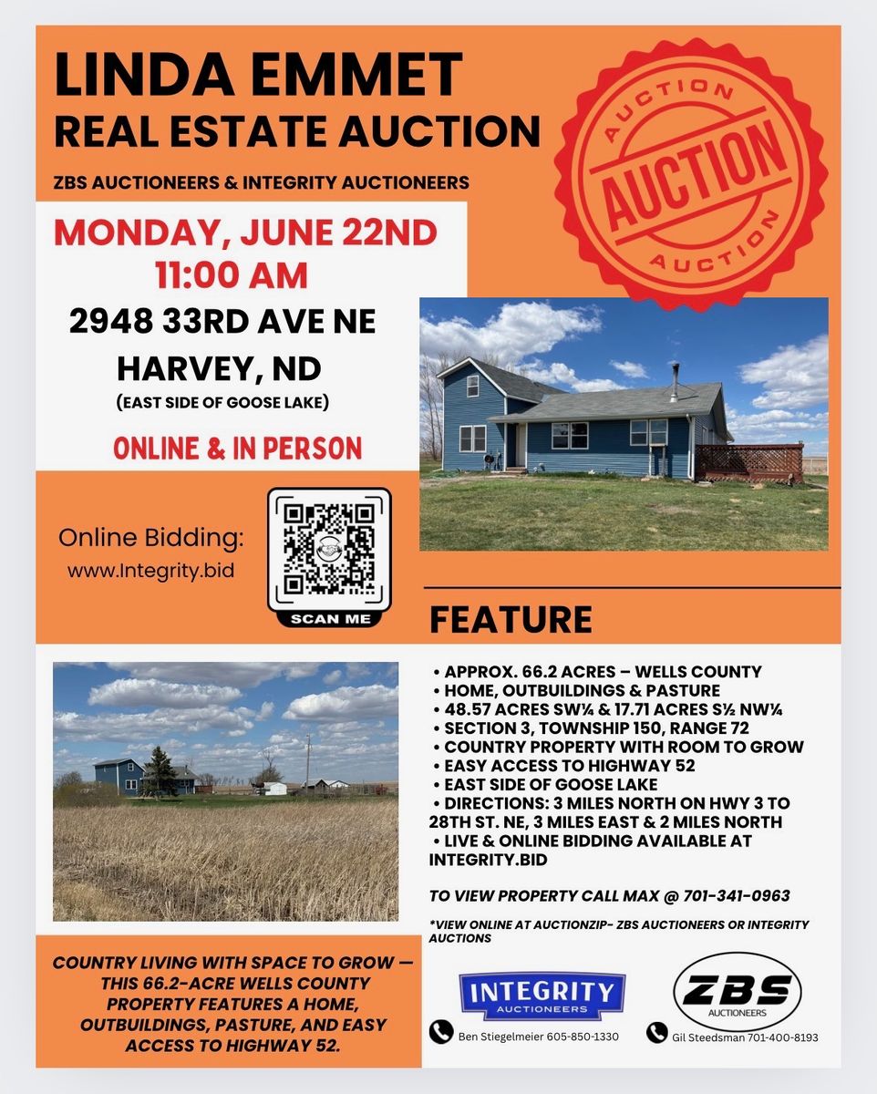 Farmstead / Hunting Cabin + 66 Acres Pastureland for Auction
