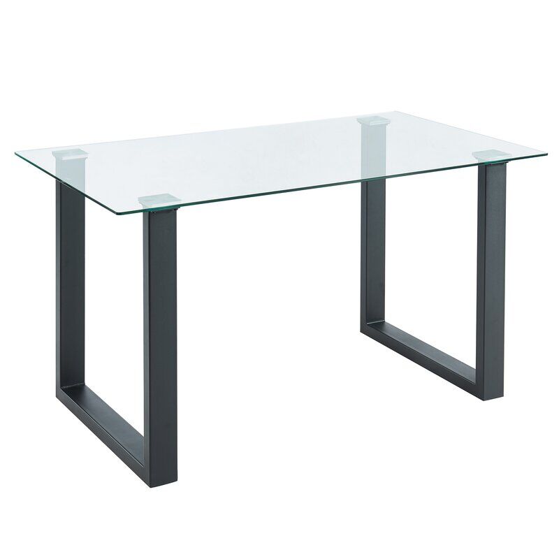 Wayfair Wrought Studio Adymn Glass Top Metal Base Dining Table