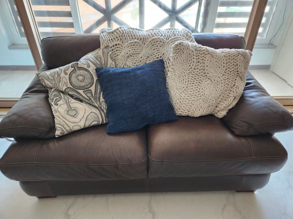 Italian Leather Love Seat - Brown