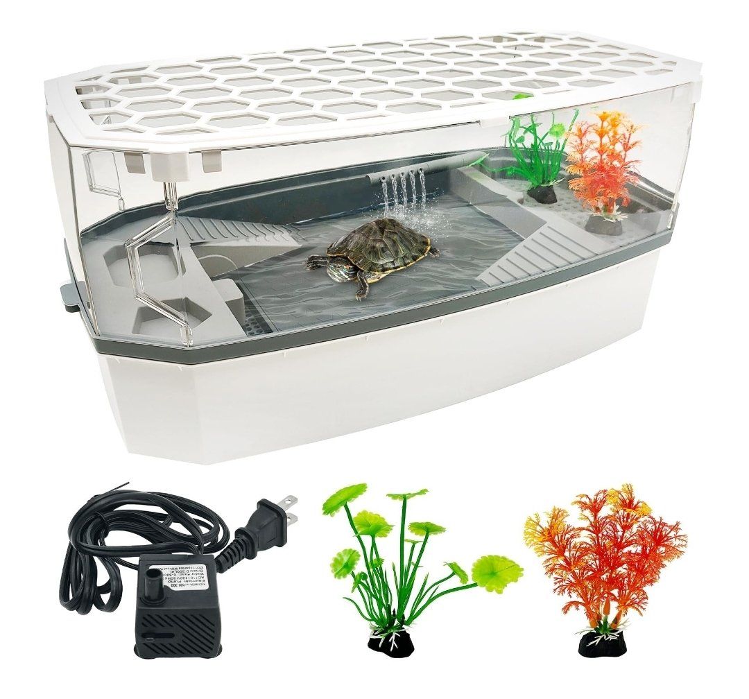 Acrylic Turtle Tank with Lid and Water Pump, Medium