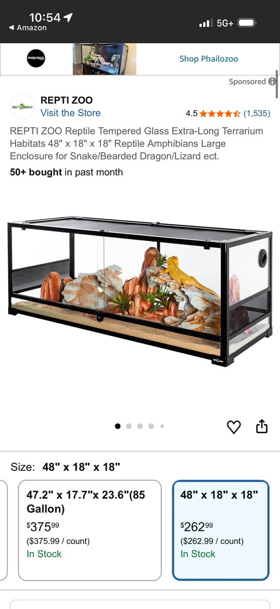 REPTI ZOO 67 Gallon Glass Reptile Terrarium 48"x18"x18" for Snake/Bearded Dragon/Lizard