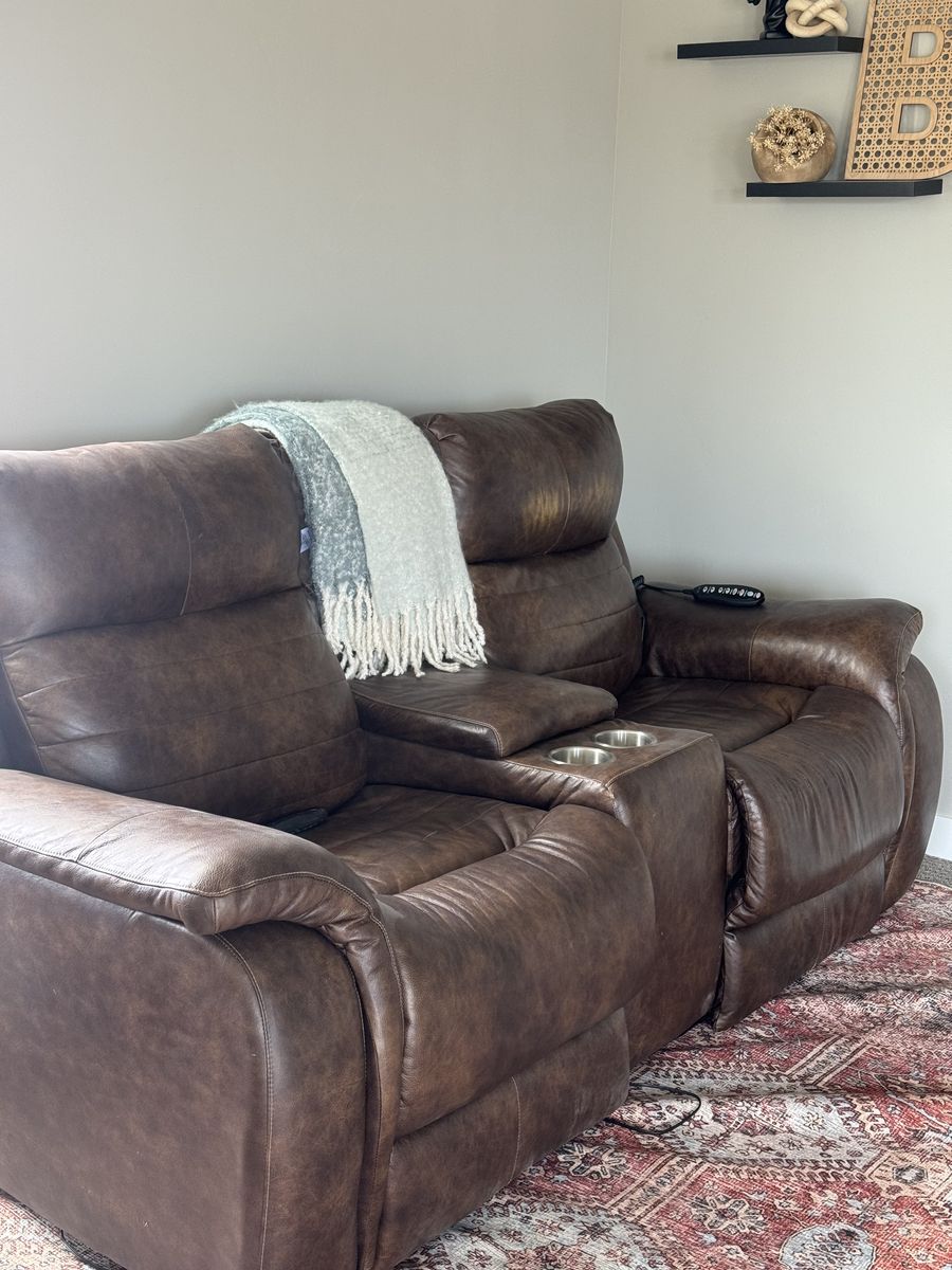 Leather loveseat