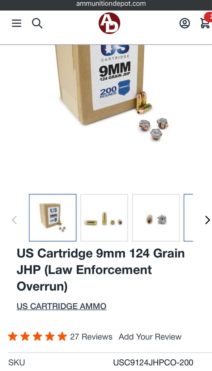 US Cartridge 361 rounds 9mm JHP + case