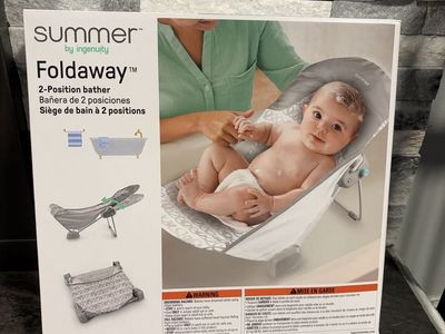 Summer by Ingenuity Foldaway 2-Position Baby Bather 0-6M with Padded Headrest - New in box
