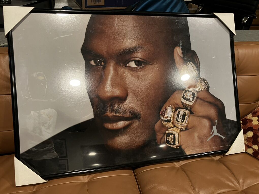 Vintage Michael Jordan Framed 6 Rings Poster