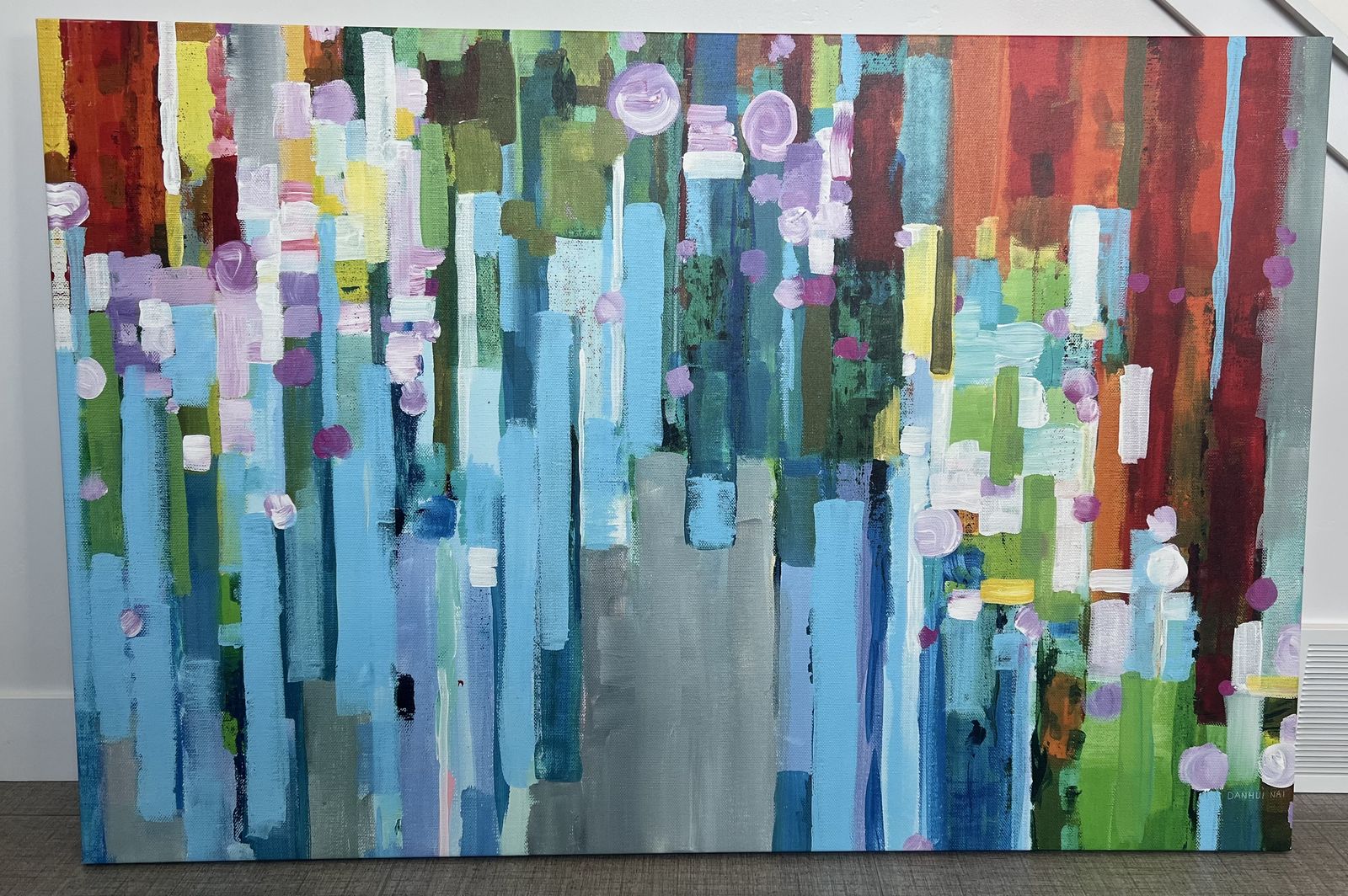 Large Art Canvas- Rainbow Of Stripes In Zoom