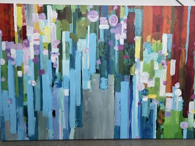 Large Art Canvas- Rainbow Of Stripes In Zoom