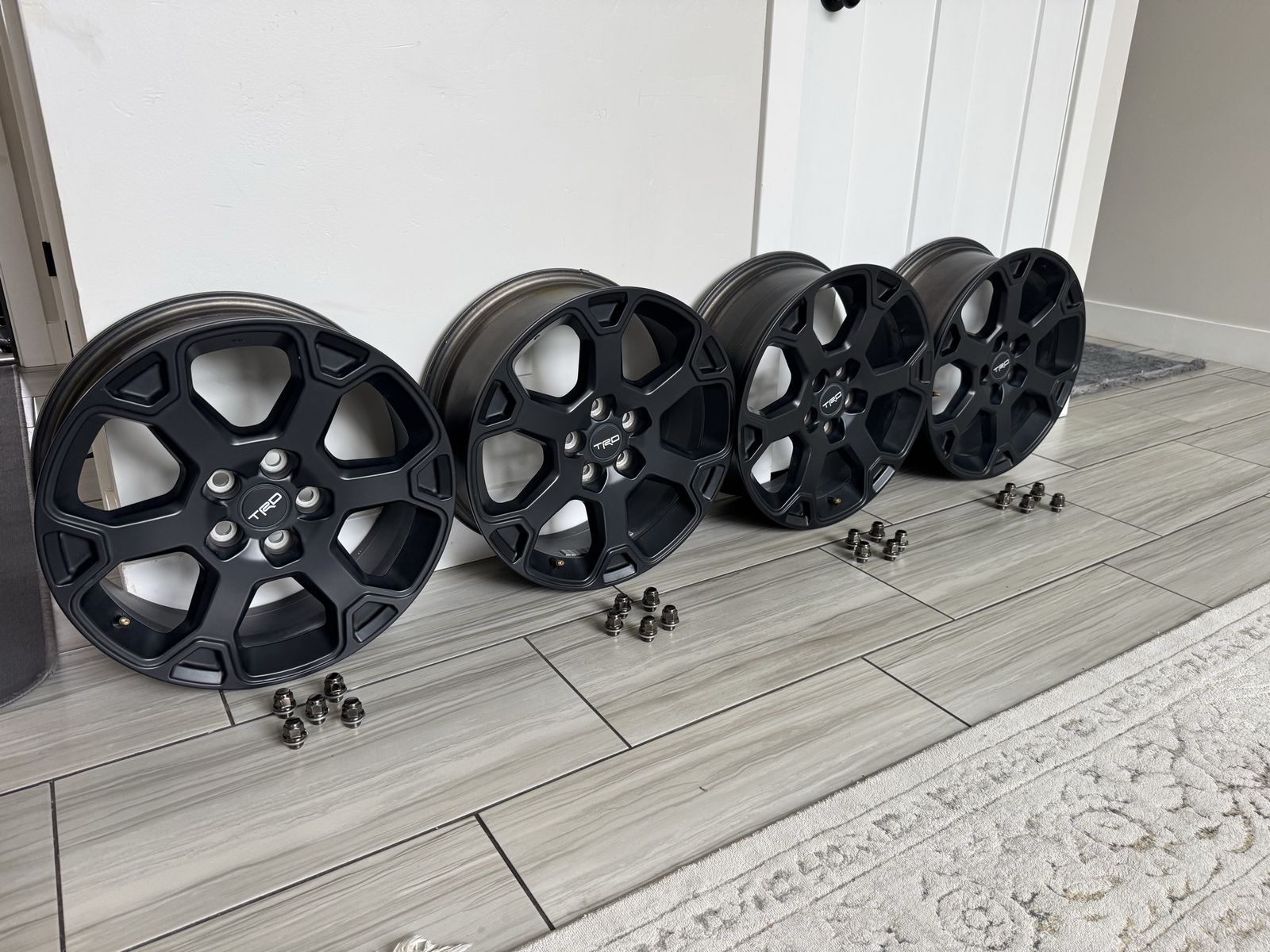 Set of 4 Toyota TRD Matte Black Alloy Wheels Rims with Lug Nuts