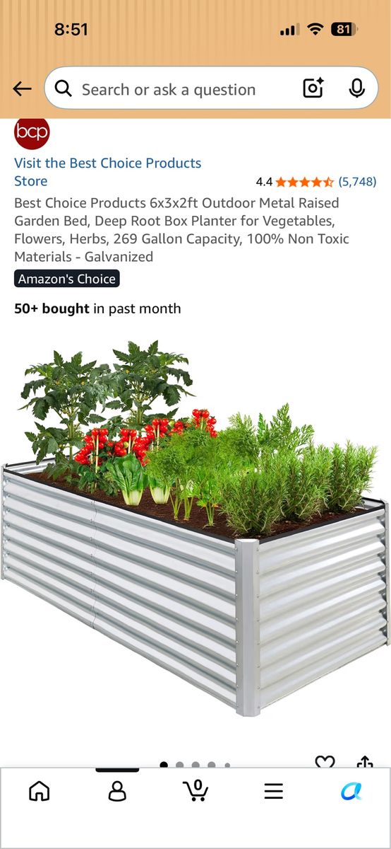 Best Choice Products 6x3x2ft Galvanized Outdoor Metal Raised Garden Bed - 269 Gallon Capacity