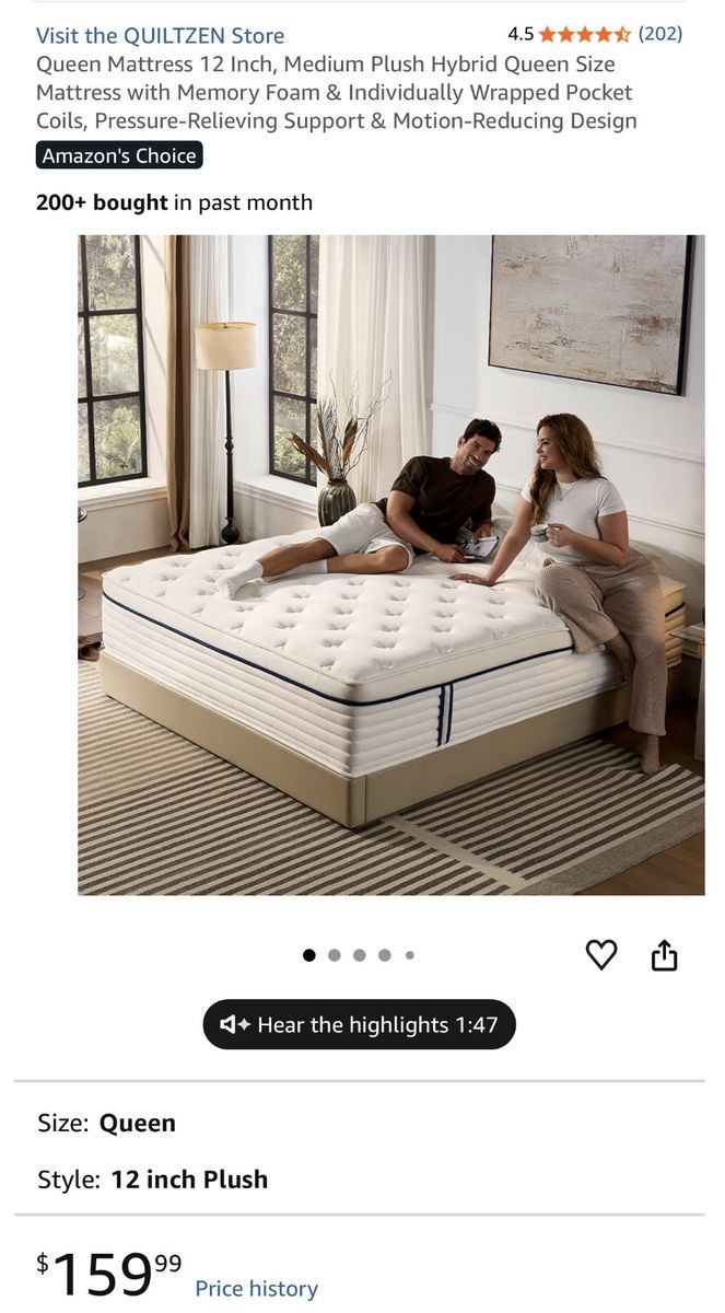 12” queen mattress