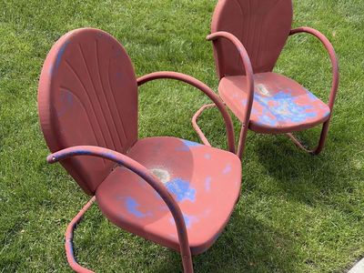 Mid Century Shell Back Patio Chair Set