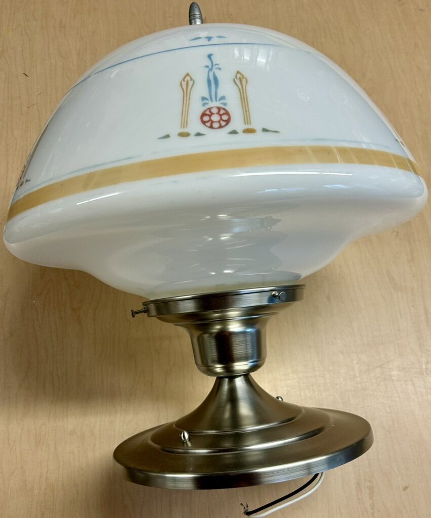 Antique Art Deco Milk Glass Ceiling Light Fixture