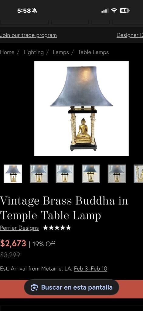Vintage Brass Buddha in Temple Table Lamp