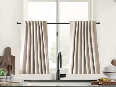 Linen-look blackout curtains set of 2 panels