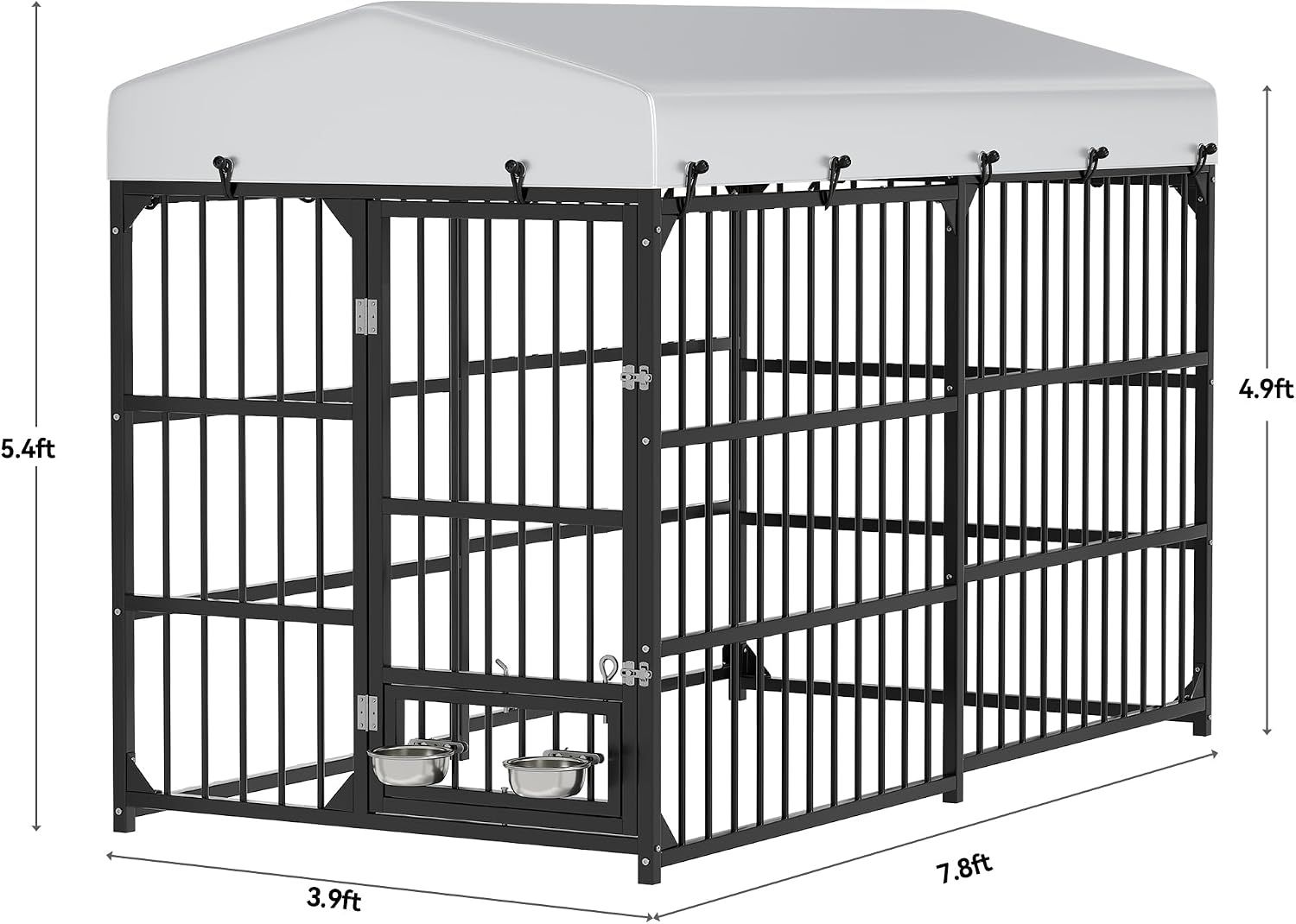 Outdoor Dog Kennel with waterproof cover and feeder bowls