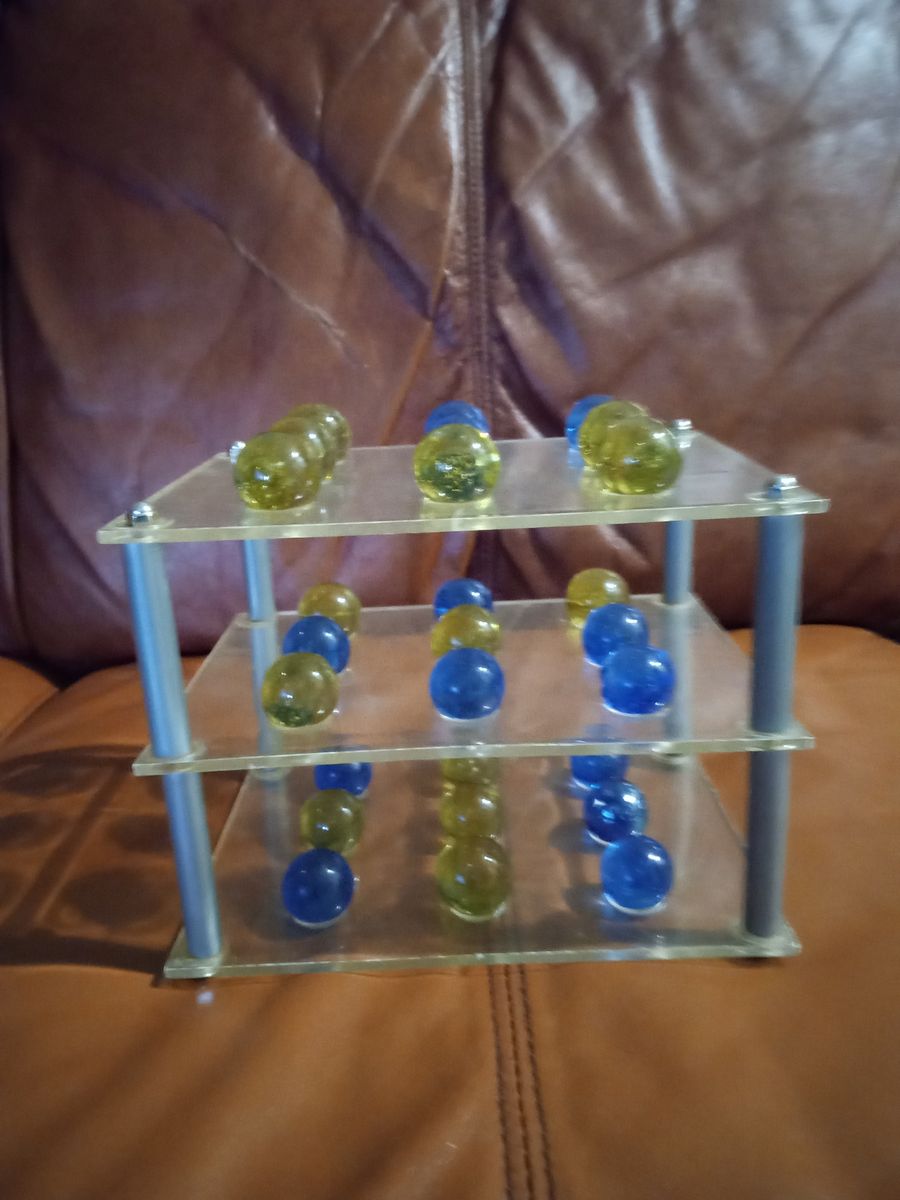 Vintage 3D tic tac toe game Plato glass marbles