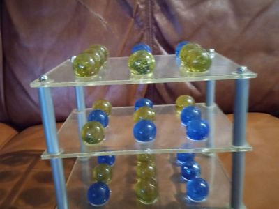 Vintage 3D tic tac toe game Plato glass marbles