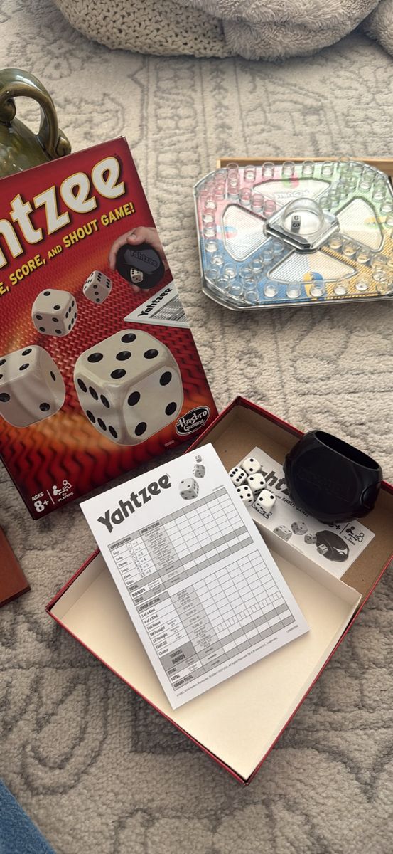 Yahtzee Board Game & Monopoly Deal Card Game Combo with Scrabble Crossword Game