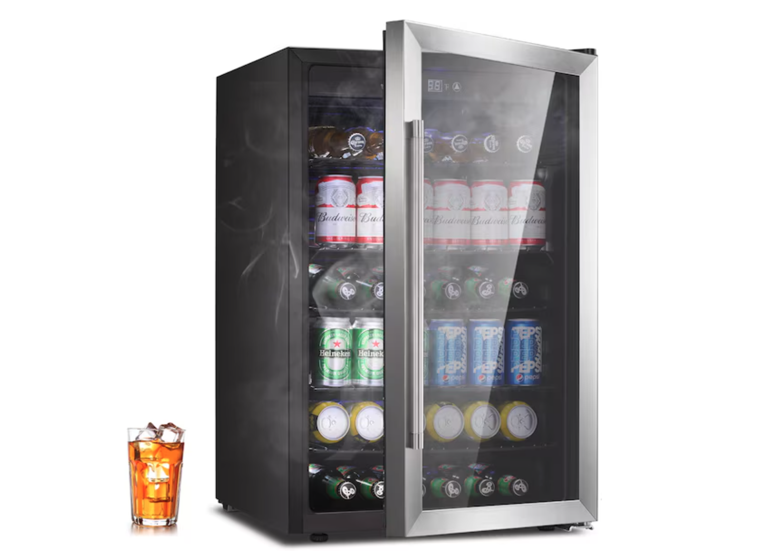 New in Box  20.28-in W 126 -Can Capacity Clear Glass Freestanding Indoor Beverage Refrigerator with Glass Door