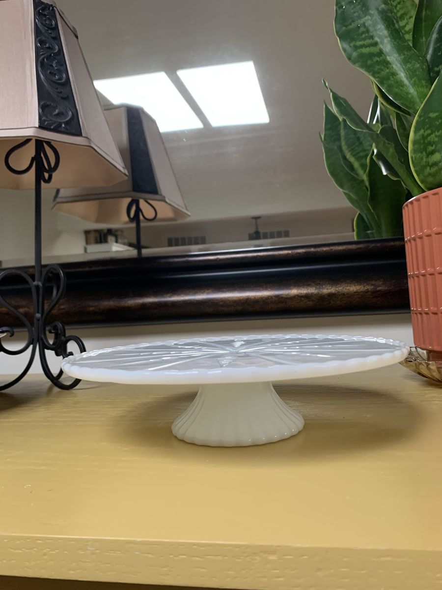 Vtg. Milk Glass Pedestal Cake Stand
