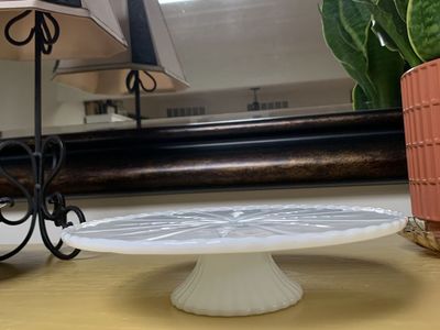 Vtg. Milk Glass Pedestal Cake Stand
