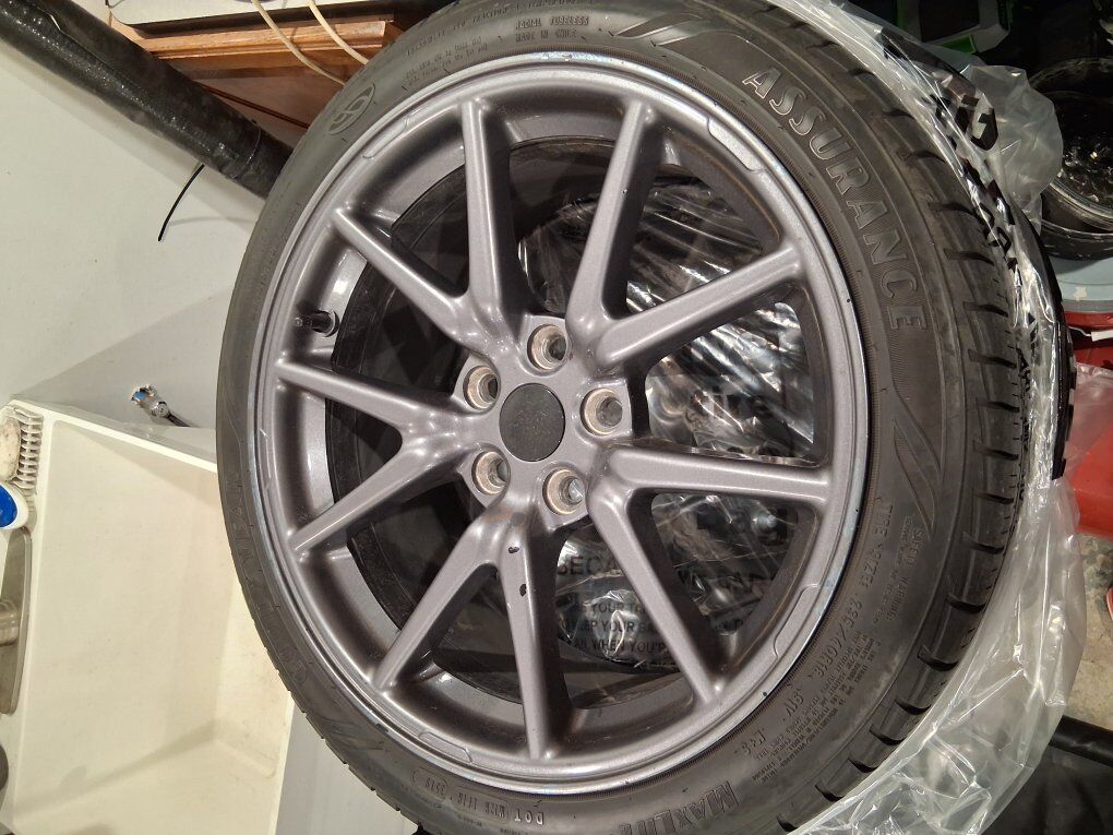 Set of 4 Tesla Wheels with Tires Size 18" X 8.5" 40 MM Offset 5x114.3 Bolt Pattern