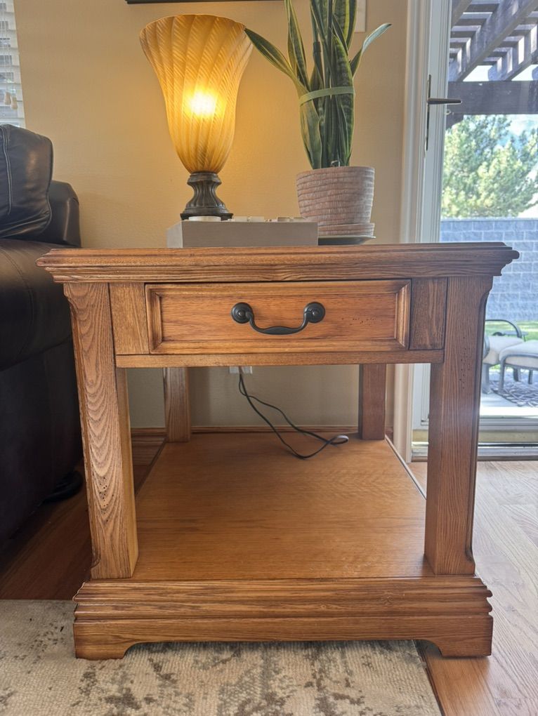 Solid Oak End Table