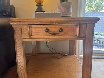 Solid Oak End Table