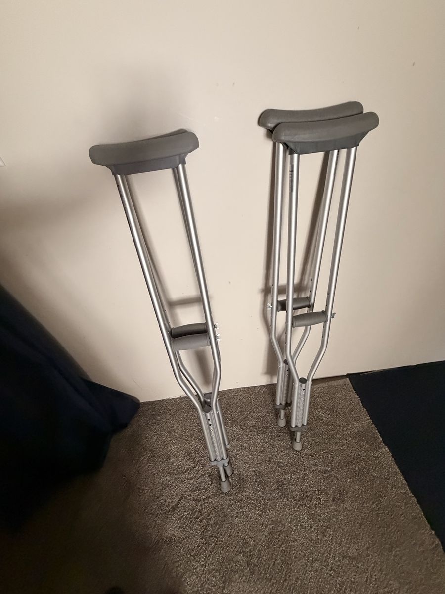 Adjustable Aluminum Underarm Crutches - Pair & Single