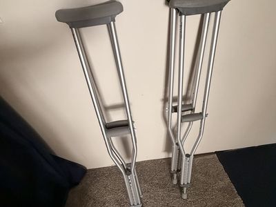 Adjustable Aluminum Underarm Crutches - Pair & Single