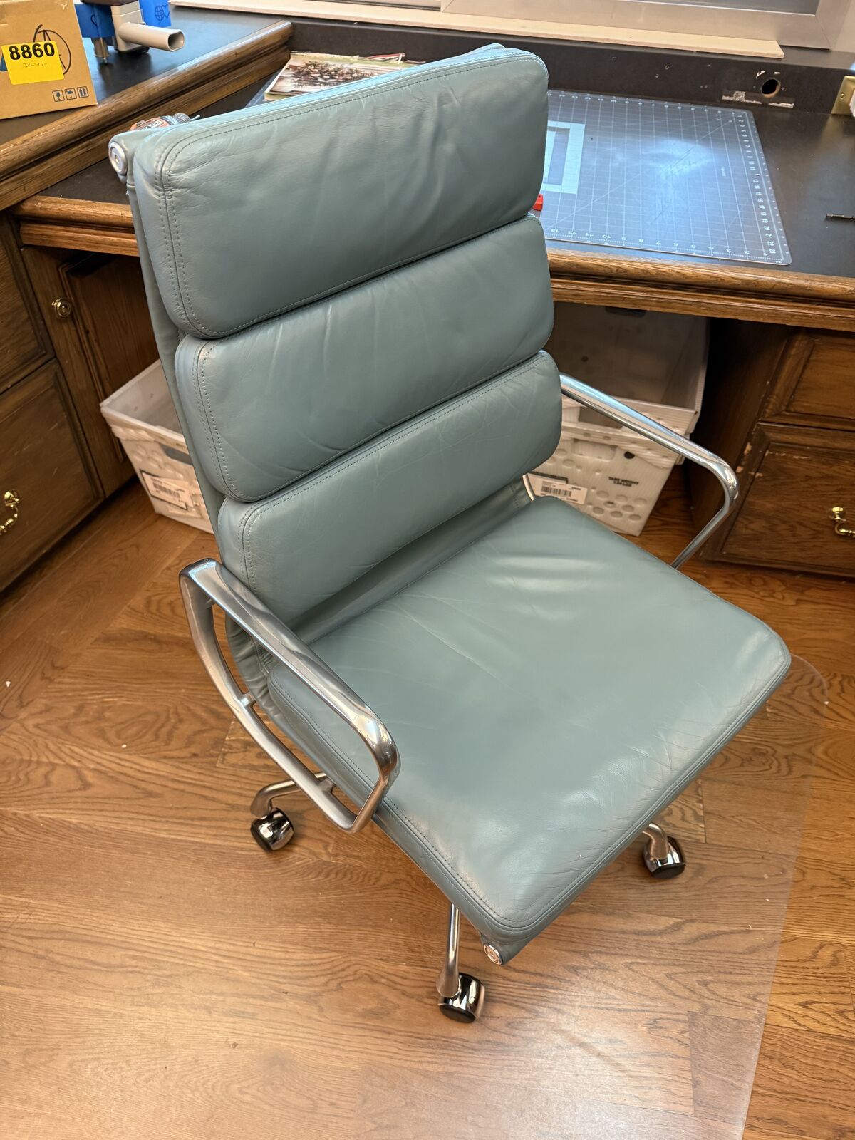 Herman Miller Eames Executive Soft Pad Chair in Light Blue Leather