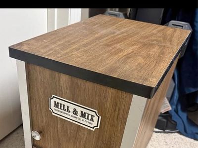 Vintage Mill & Mix Grain Mill Flour Grinder Cabinet Stevens Enterprises